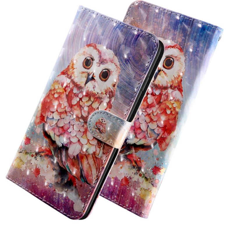 Housse Oppo A94 5G Hibou avec Lanière