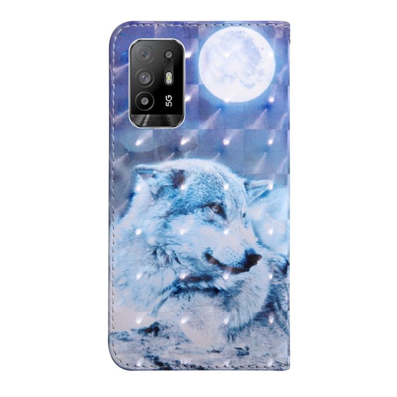 Housse Oppo A94 5G Loup avec Lanière