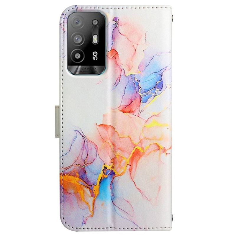 Housse Oppo A94 5G Marbre avec Lanière