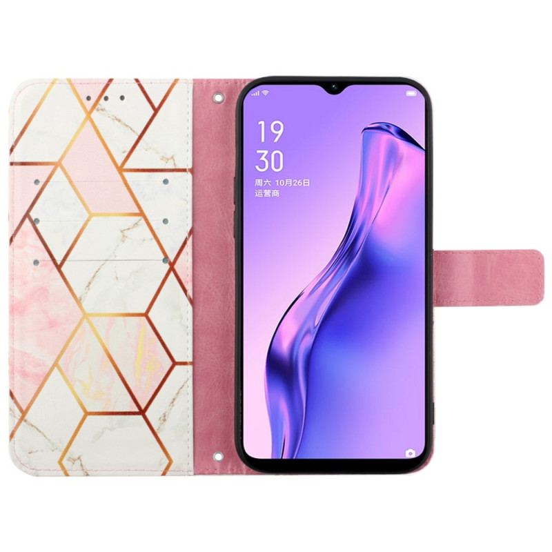 Housse Oppo A94 5G Marbre Géométrique avec Lanière