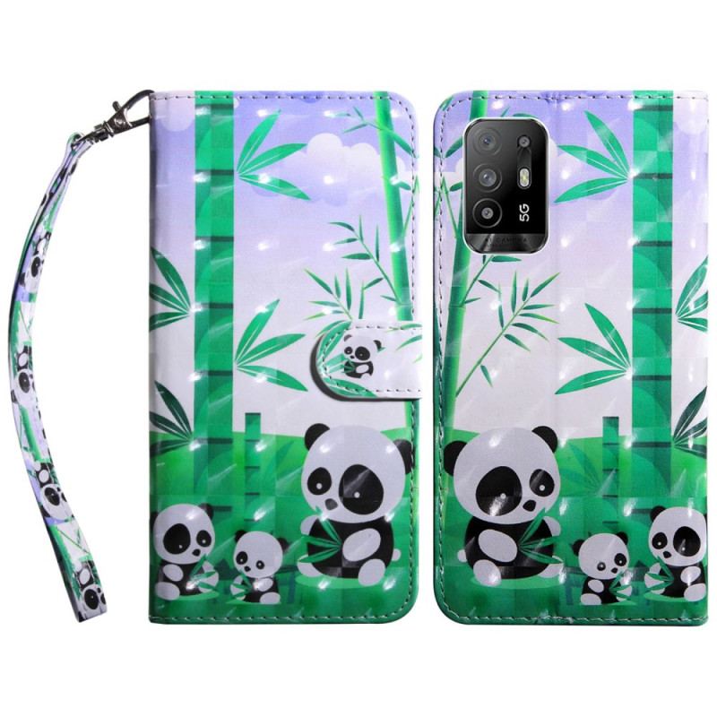 Housse Oppo A94 5G Panda avec Lanière