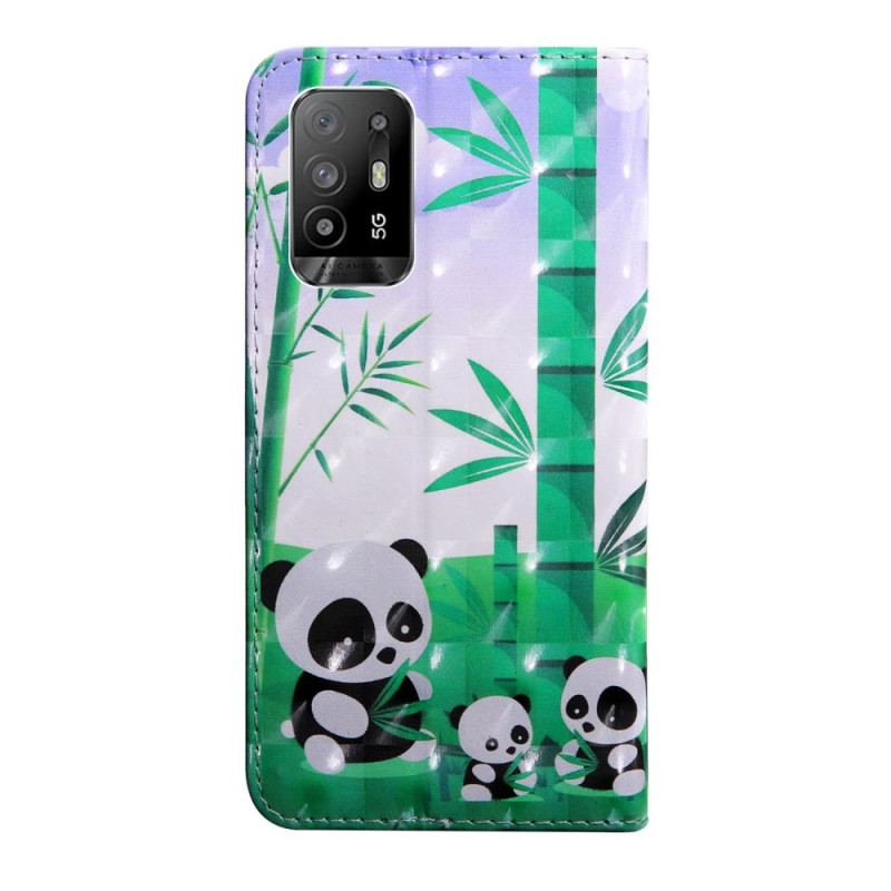 Housse Oppo A94 5G Panda avec Lanière