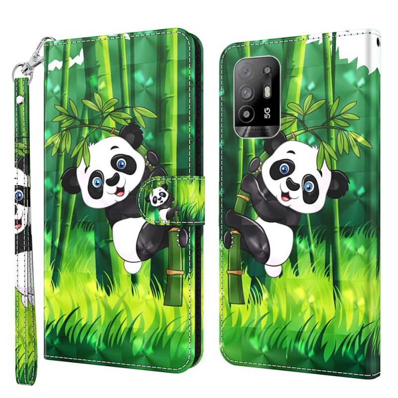 Housse Oppo A94 5G Panda avec Lanière