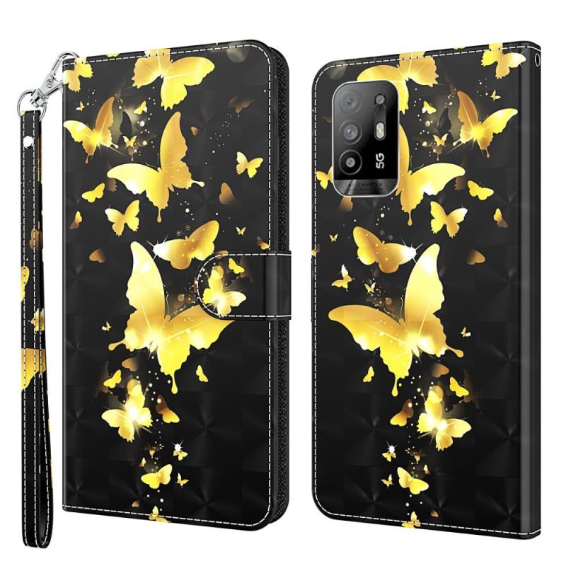 Housse Oppo A94 5G Papillon avec Lanière