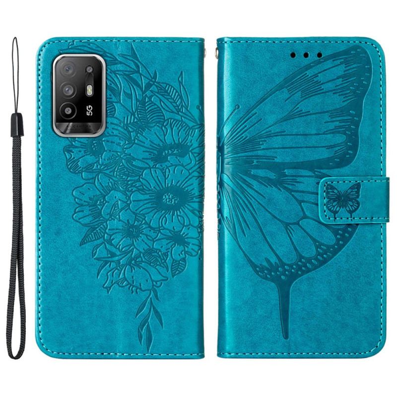 Housse Oppo A94 5G Papillon avec Lanière