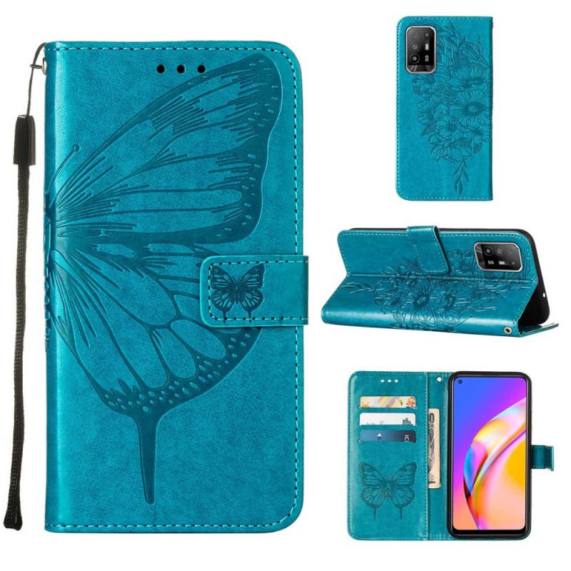 Housse Oppo A94 5G Papillon avec Lanière