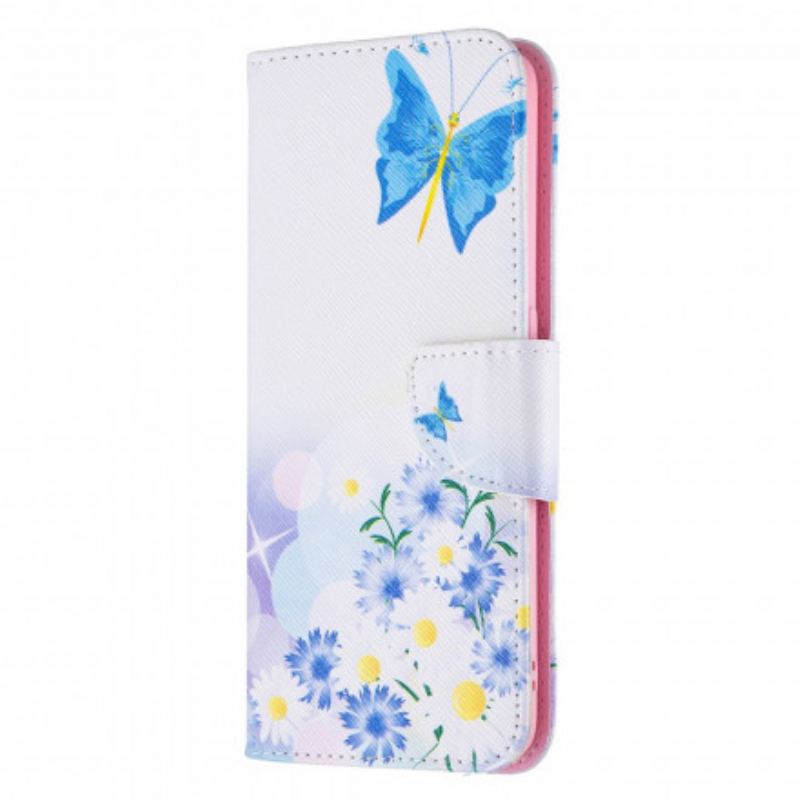 Housse Oppo A94 5G Papillons et Fleurs Peints