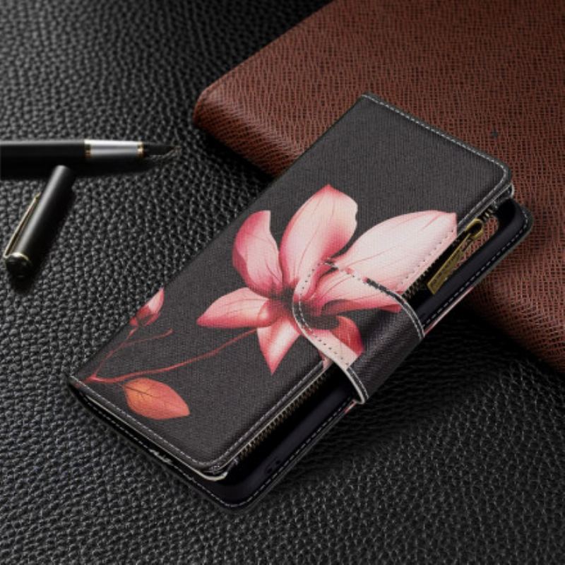 Housse Oppo A94 5G Poche Zippée Fleur