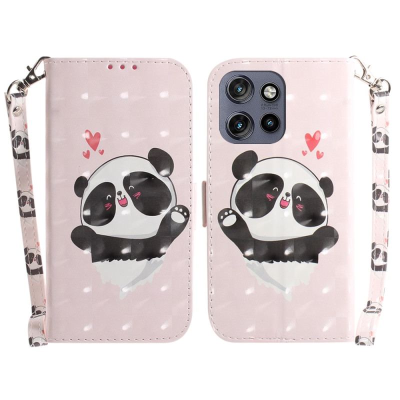 Housse Motorola Edge 50 Neo Panda Love à Lanière