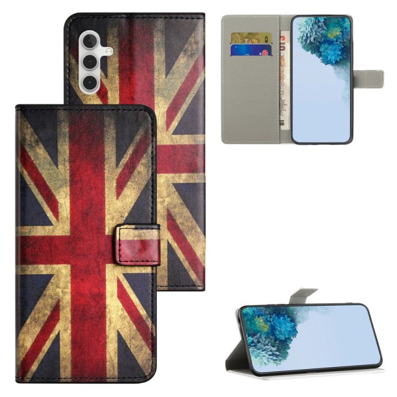 Etui Portefeuille pour Samsung Galaxy S24 FE avec Motif Union Jack