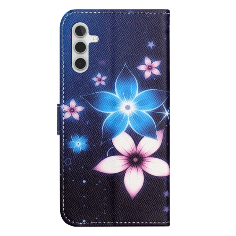 Housse Samsung Galaxy S24 FE Fleurs Lunaires à Lanière