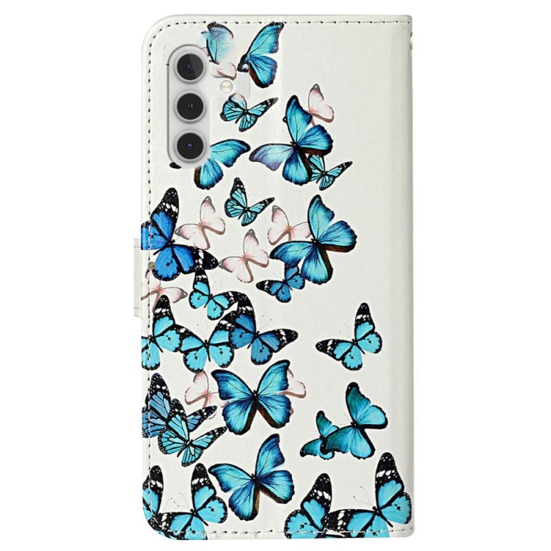 Housse Samsung Galaxy S24 FE Papillons Bleus en Vol