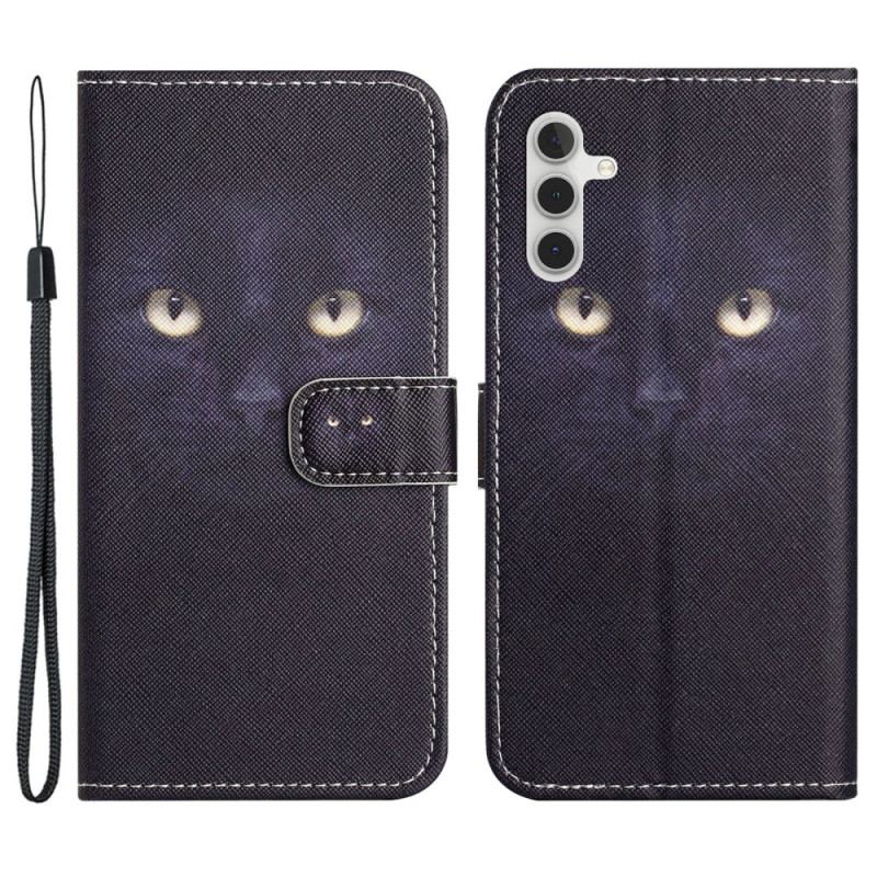 Housse Samsung Galaxy S24 FE Yeux de Chat à Lanière