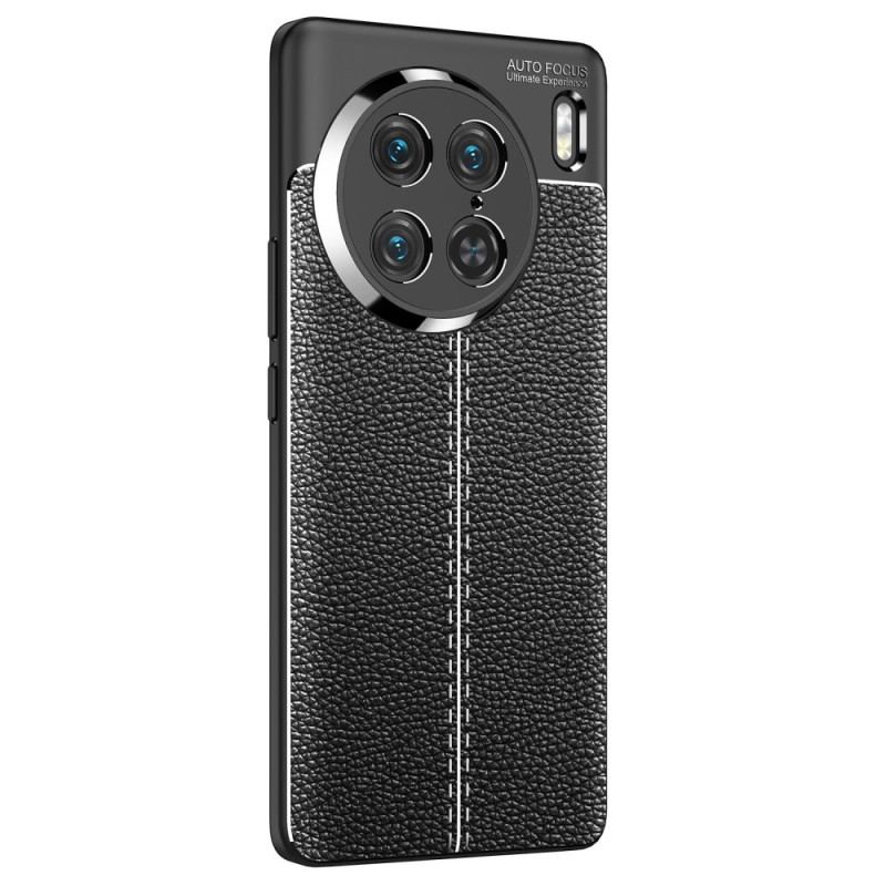 Coque Vivo X90 Pro Effet Cuir Litchi Double Line