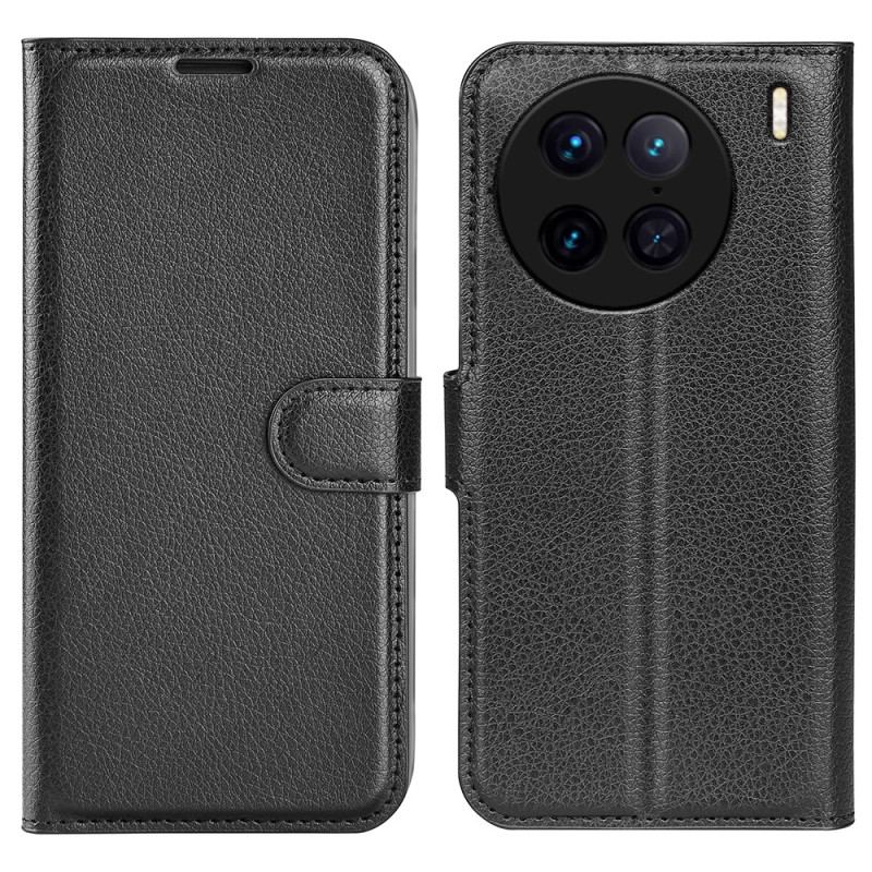 Housse Vivo X90 Pro Simili Cuir Litchi Classique