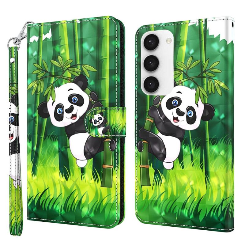 Housse Samsung Galaxy S23 Plus 5G Panda et Bambou à Lanière