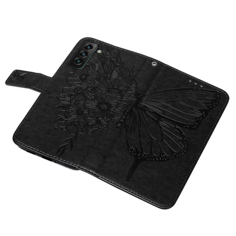 Housse Samsung Galaxy S23 Plus 5G Papillon Baroque à Lanière