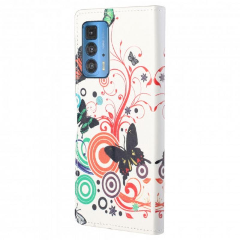 Housse Motorola Edge 20 Pro Papillons et Fleurs