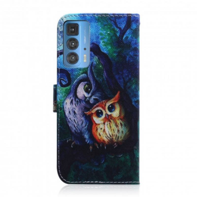 Housse Motorola Edge 20 Pro Peinture de Hiboux