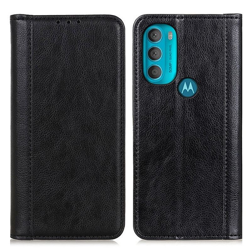 Flip Cover Moto G71 5G Cuir Litchi Fendu Élégance