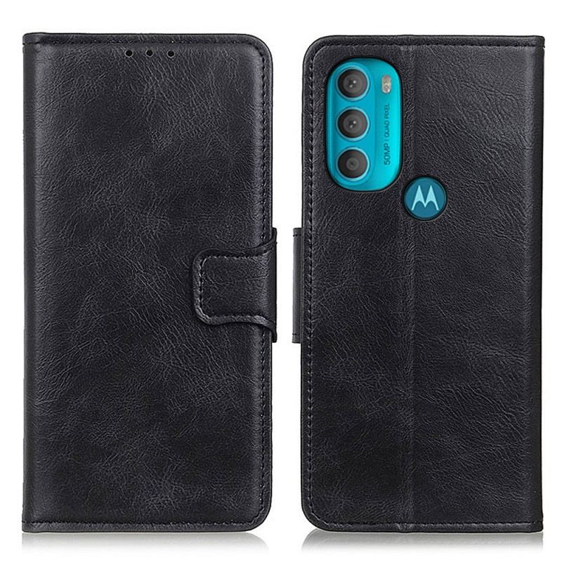 Housse Moto G71 5G Effet Cuir Fermoir Réversible