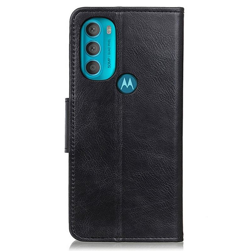 Housse Moto G71 5G Effet Cuir Fermoir Réversible