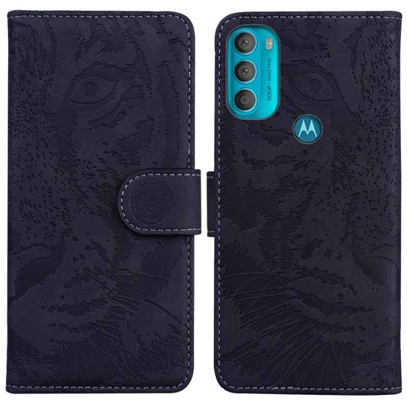 Housse Moto G71 5G Empreinte Face de Tigre