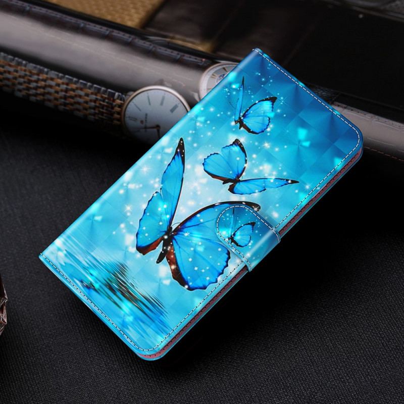 Housse Moto G71 5G Papillons Bleus Volants