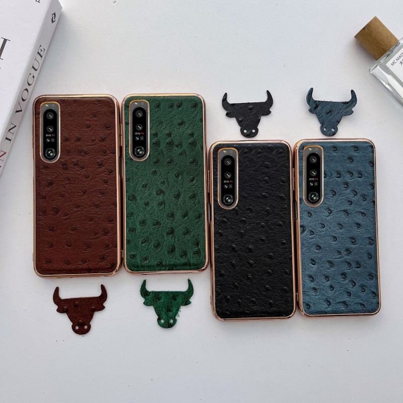 Coque Sony Xperia 5 IV Véritable Cuir Style Autruche