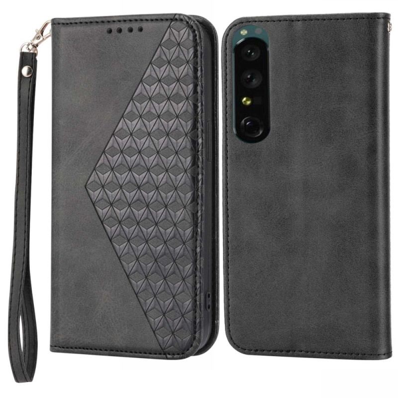 Flip Cover Sony Xperia 5 IV Style Cuir Motif 3D avec Lanière