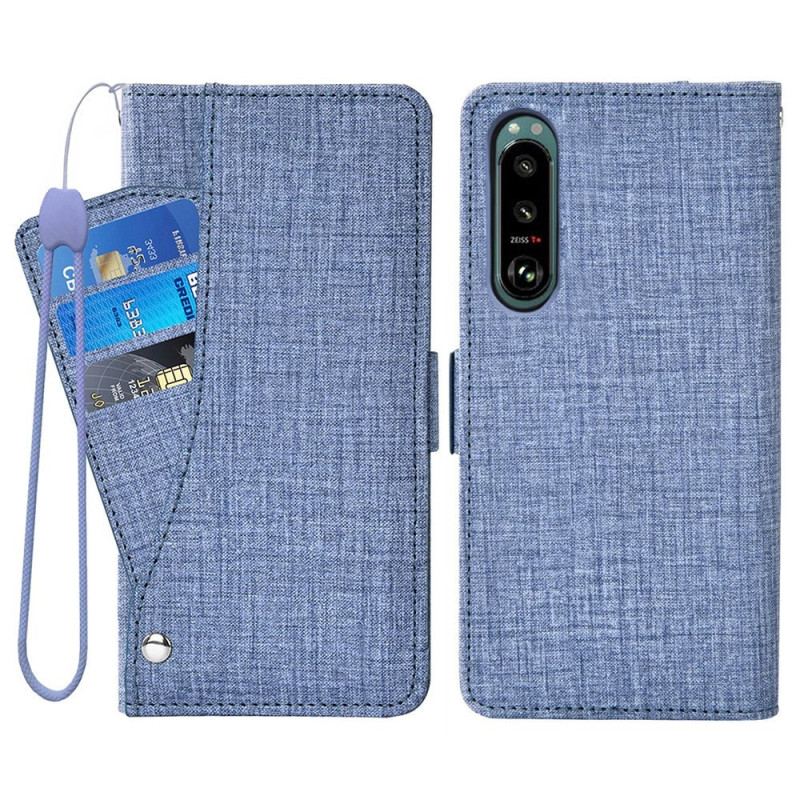 Housse Sony Xperia 5 IV Jeans avec Porte-Cartes Rotatif