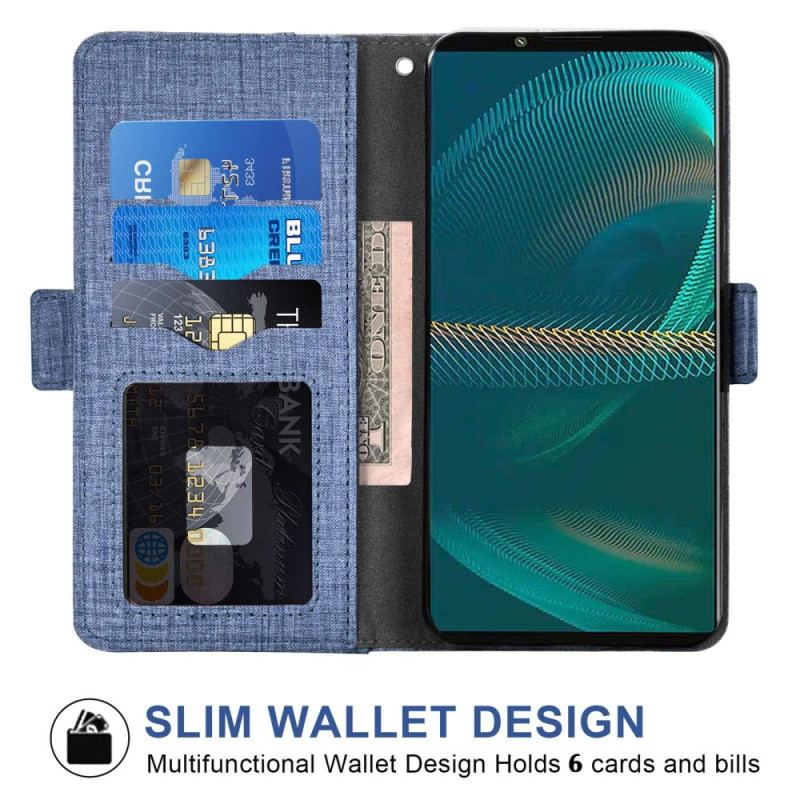 Housse Sony Xperia 5 IV Jeans avec Porte-Cartes Rotatif