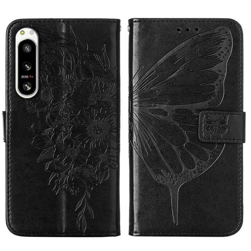 Housse Sony Xperia 5 IV Papillon Baroque à Lanière