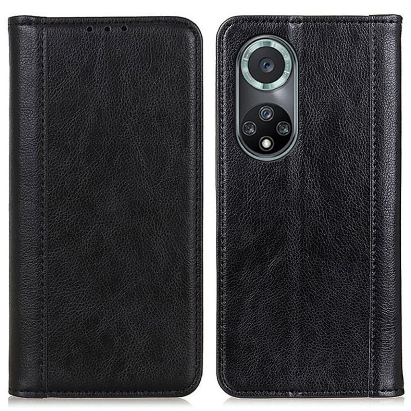 Flip Cover Honor 50 Pro / Huawei Nova 9 Pro Cuir Litchi Fendu Élégance