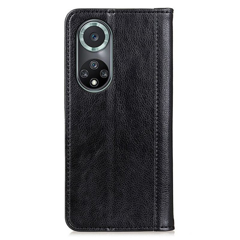 Flip Cover Honor 50 Pro / Huawei Nova 9 Pro Cuir Litchi Fendu Élégance