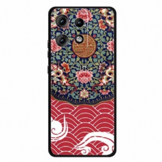 Coque Motorola Edge 50 Pro Grappe Florale et Dragon