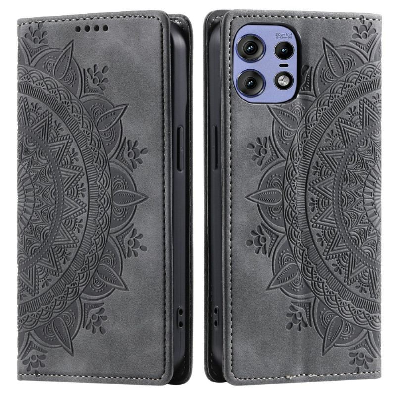 Flip Cover Motorola Edge 50 Pro Effet Daim Mandala