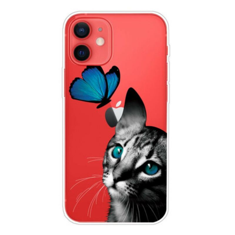 Coque iPhone 13 Mini Chat et Papillon