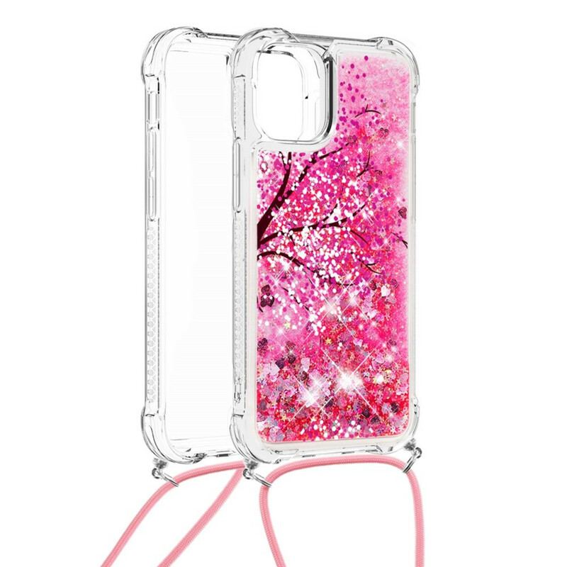 Coque iPhone 13 Mini à Cordon Paillettes Arbre