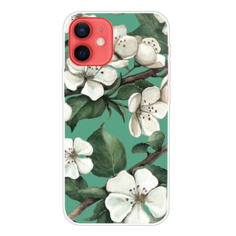 Coque iPhone 13 Mini Fleurs Blanches Peintes