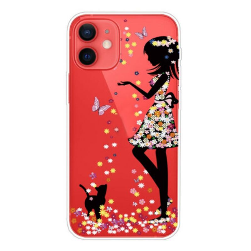 Coque iPhone 13 Mini Jeune Fille Fleurie