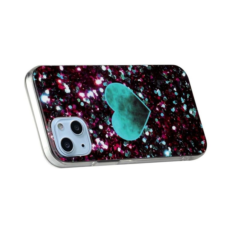 Coque iPhone 13 Mini Marbre Paillettes