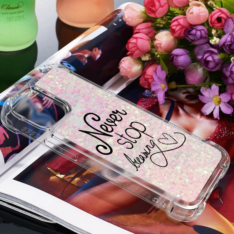 Coque iPhone 13 Mini Never Stop Dreaming Paillettes