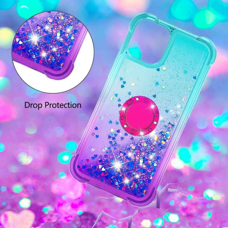 Coque iPhone 13 Mini Paillettes Anneau-Support