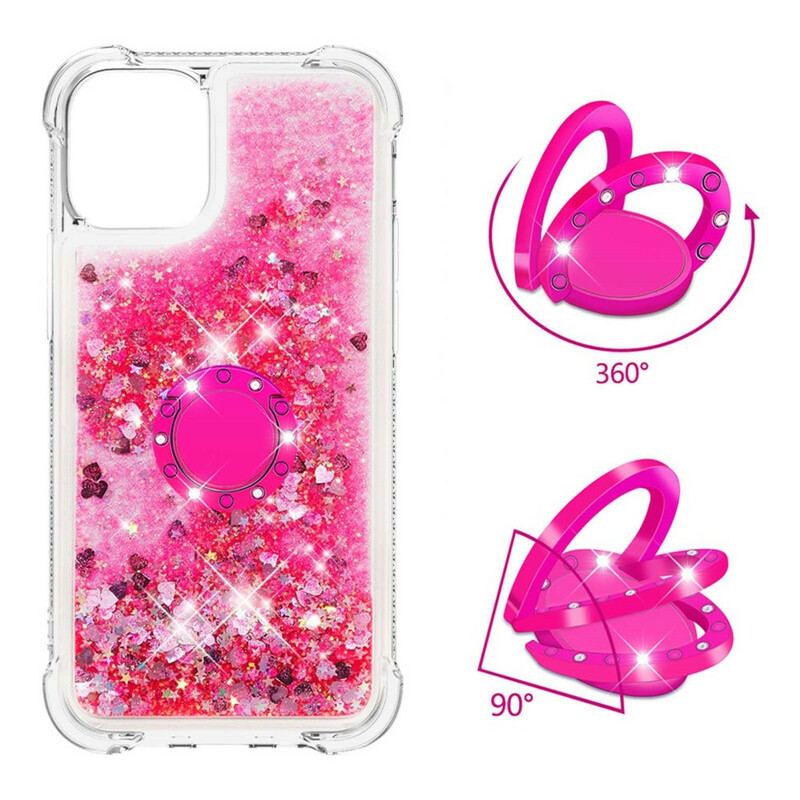 Coque iPhone 13 Mini Paillettes avec Anneau-Support