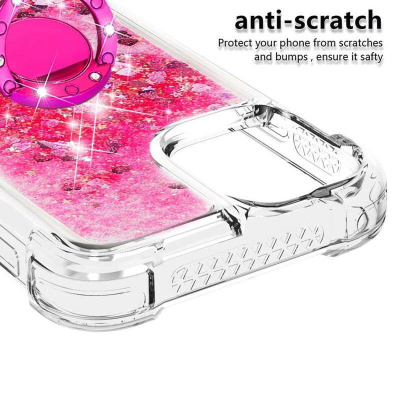 Coque iPhone 13 Mini Paillettes avec Anneau-Support