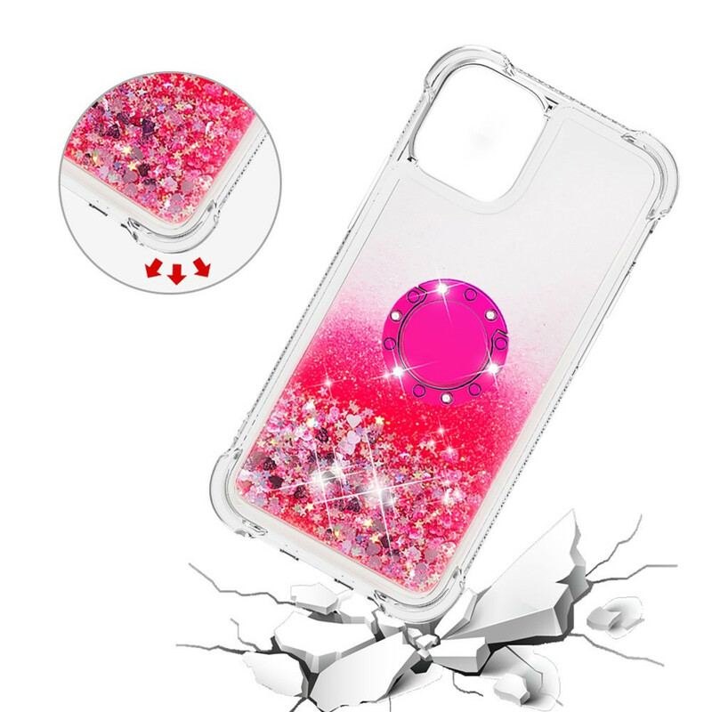 Coque iPhone 13 Mini Paillettes avec Anneau-Support