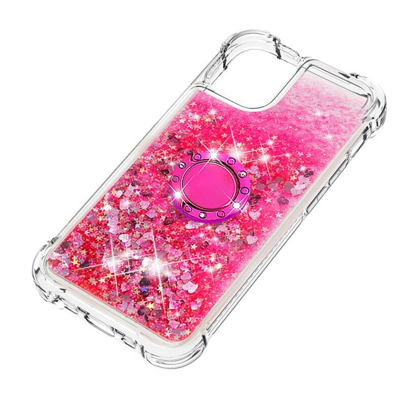 Coque iPhone 13 Mini Paillettes avec Anneau-Support