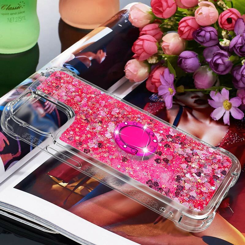 Coque iPhone 13 Mini Paillettes avec Anneau-Support