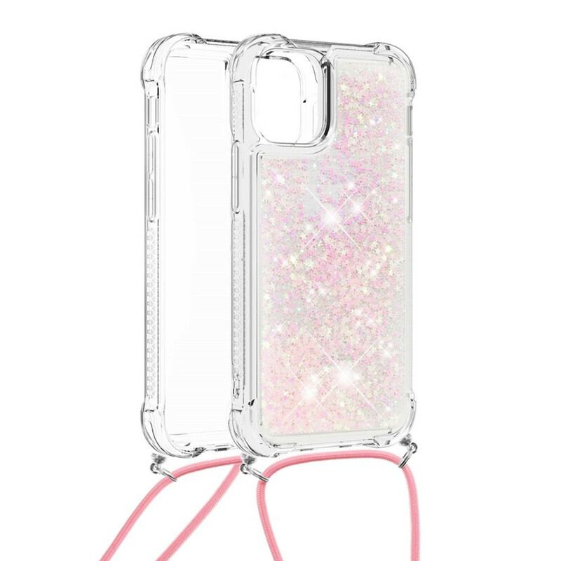 Coque iPhone 13 Mini Paillettes avec Cordon